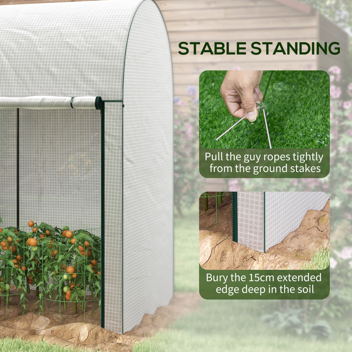 Outsunny Small Tomato Greenhouse, 200 x 100 x 178cm, with Roll-up Zipped Doors – Walk-in Plant Cover, White
