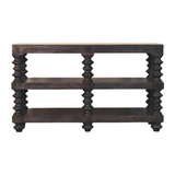 Artisan Furniture Solid Wood Spindle Shelf Console with 2 Open Slots – Hallway Console or Bookshelf, Dark Brown