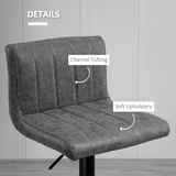 HOMCOM Set of 2 PU Leather Adjustable Bar Stools with Footrest – Swivel Counter Seating, Grey