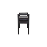 Artisan Furniture Solid Wood Gridline Bench with Black Leather Upholstery – Modern Hallway Seating, Black