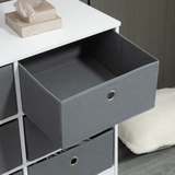 HOMCOM Chest of 6 Fabric Drawers – Bedroom, Office and Hallway Storage Cabinet, White and Grey