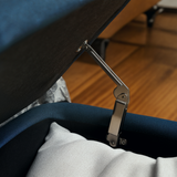 Storage Ottoman Bench with Padded Lid & Steel Legs – 102cm Linen-Touch Footstool with Hidden Storage, Dark Blue