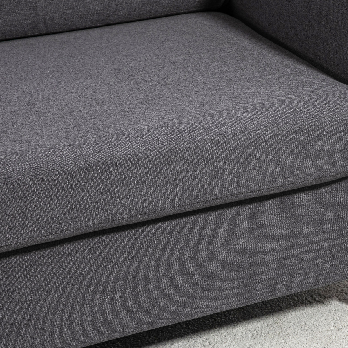 HOMCOM Linen 2 Seater Loveseat Sofa with Padded Armrests – Compact Sofa for Flats & Small Rooms, Dark Grey