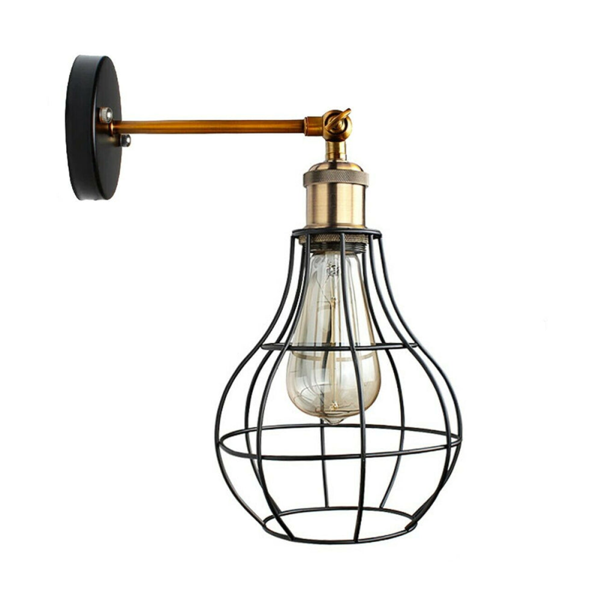 LEDSone Vintage Metal Cage Wall Light with Bulb Included – Modern Wall Sconce for Home Décor, E27