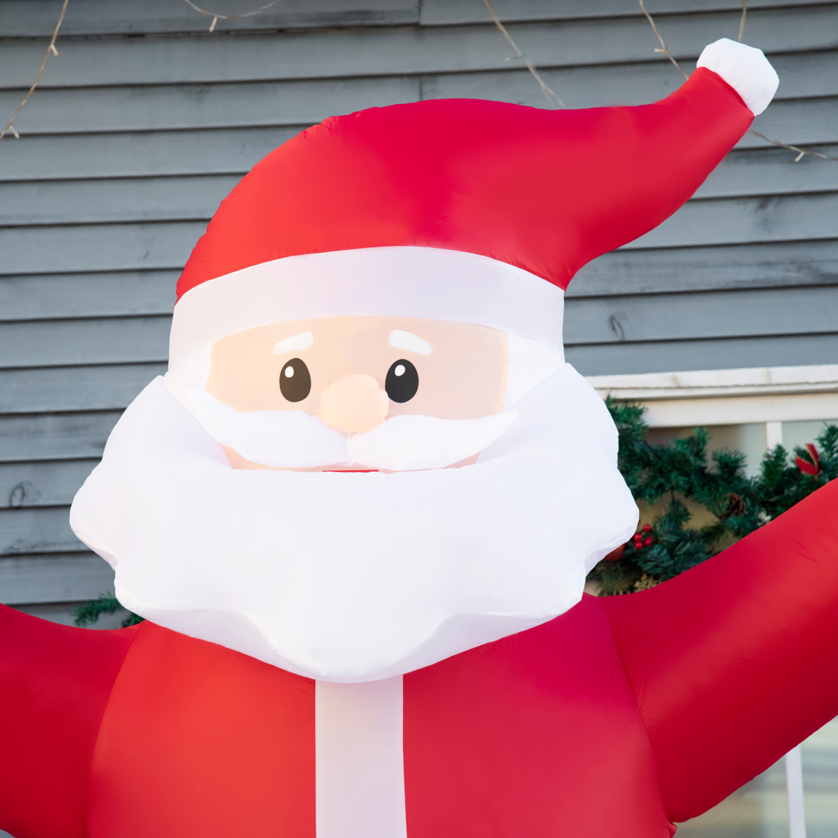 Outsunny 8ft Inflatable Christmas Santa Claus with Four LED Lights and Blessings Sign – Outdoor Decoration