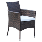 Outsunny 7-Piece Rattan Garden Dining Set with Rectangular Glass Table & 6 Chairs – Fire-Retardant Cushions, Outdoor Furniture