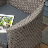 Outsunny Set of 4 Grey PE Rattan Outdoor Armchairs with 5cm Cushions – Garden Dining Seating
