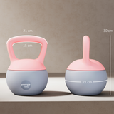 Soft Body Kettlebell 10kg with Non-Slip Ergonomic Handle – Home Gym Strength Training, Pink and Grey