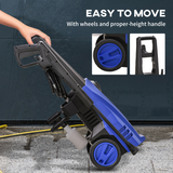DURHAND 1800W Pressure Washer, 150 Bar, 510 L/h with Snow Foam Bottle & Hose Reel – Car & Patio Cleaner, Blue