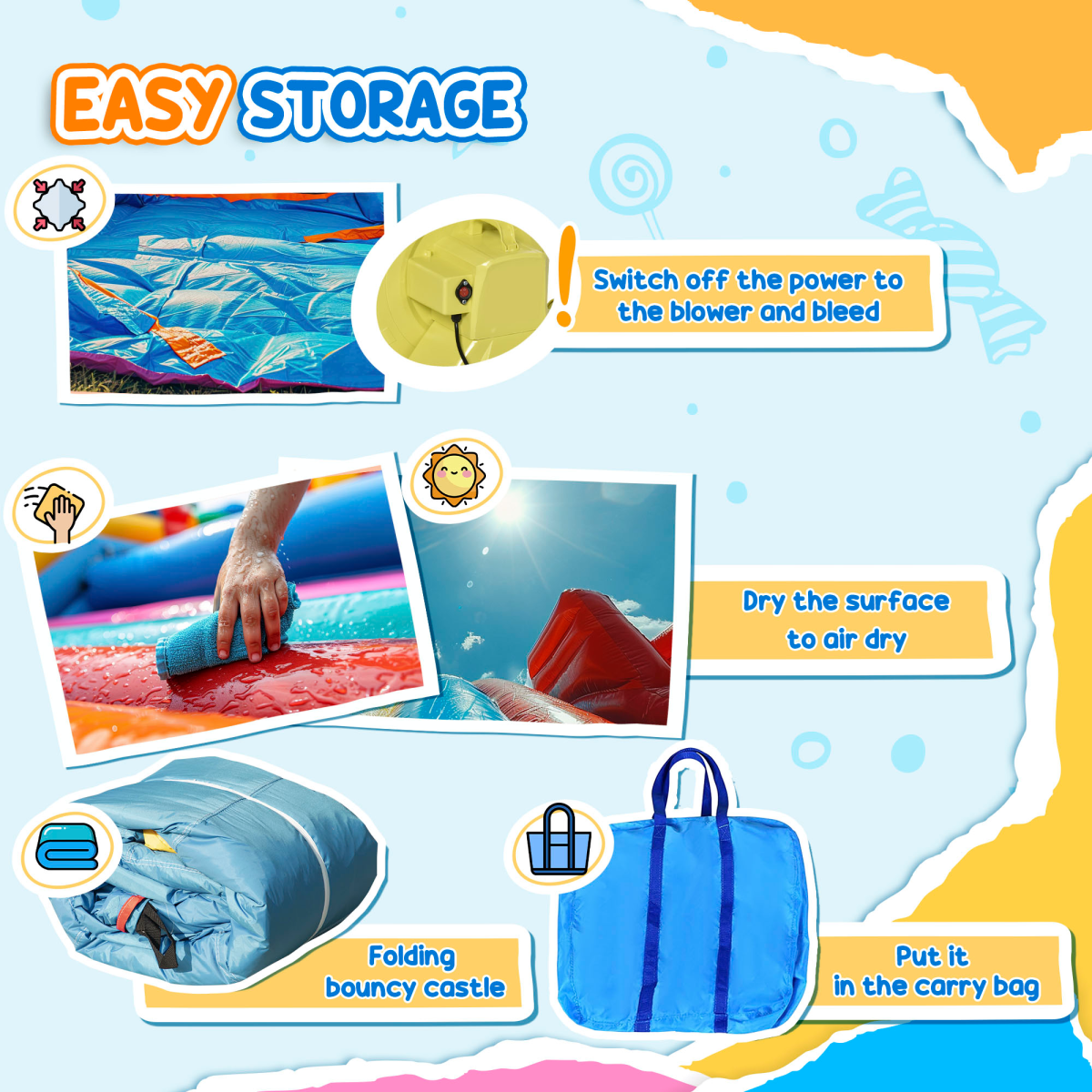 Kids Inflatable Bouncy Castle with Slide, Pool, Trampoline & Climbing Wall – Includes Electric Blower