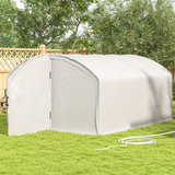 Outsunny 4 x 3 x 2m Polytunnel Greenhouse with Hinged Door & UV PE Cover – Galvanised Steel Frame, White