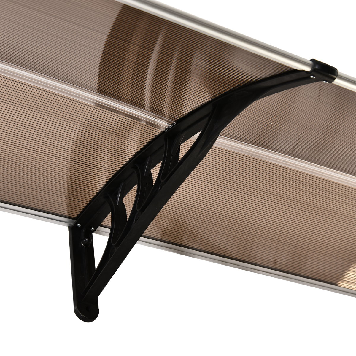 Outsunny Curved Polycarbonate Door and Window Awning, 80 x 195 cm – UV, Rain and Snow Canopy, Clear and Black
