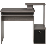 HOMCOM Computer Desk with Sliding Keyboard Tray, Storage Drawer & Shelf – Compact Home Office Desk, Grey