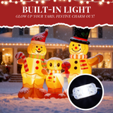 1.9m Inflatable Christmas Gingerbread Man Family with Warm White LEDs – Outdoor Decoration