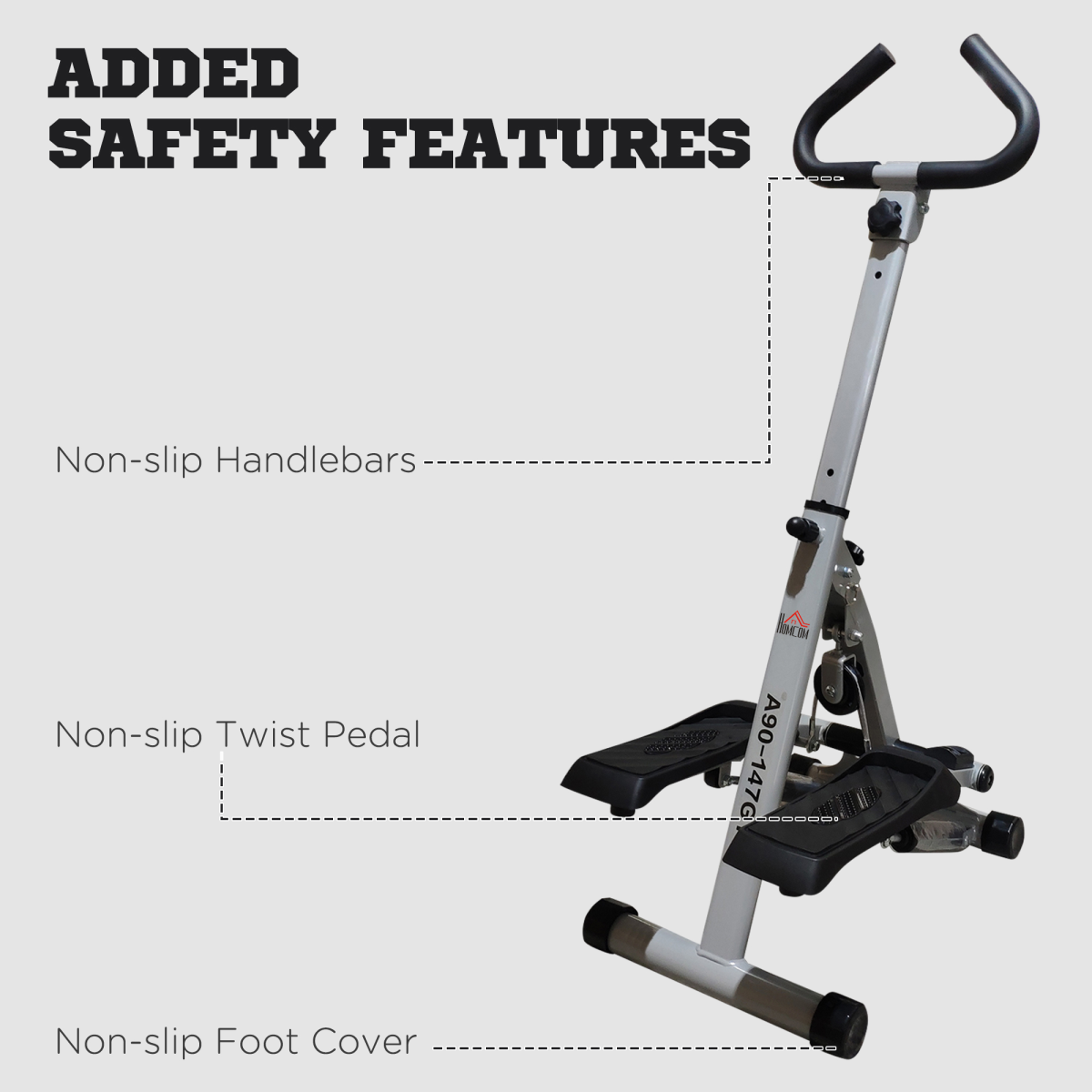 HOMCOM Foldable Stepper with Adjustable Height, Handlebar & LCD Display – Compact Home Cardio Machine, Grey
