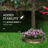 Outsunny 72cm Bronze Bird Bath & Feeder with Bird Statue and Two Basins – Garden Water Feature with Stakes