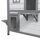 PawHut Two-Storey Wooden Kitten Condo with Openable Roof – Indoor & Outdoor Catio Enclosure, White