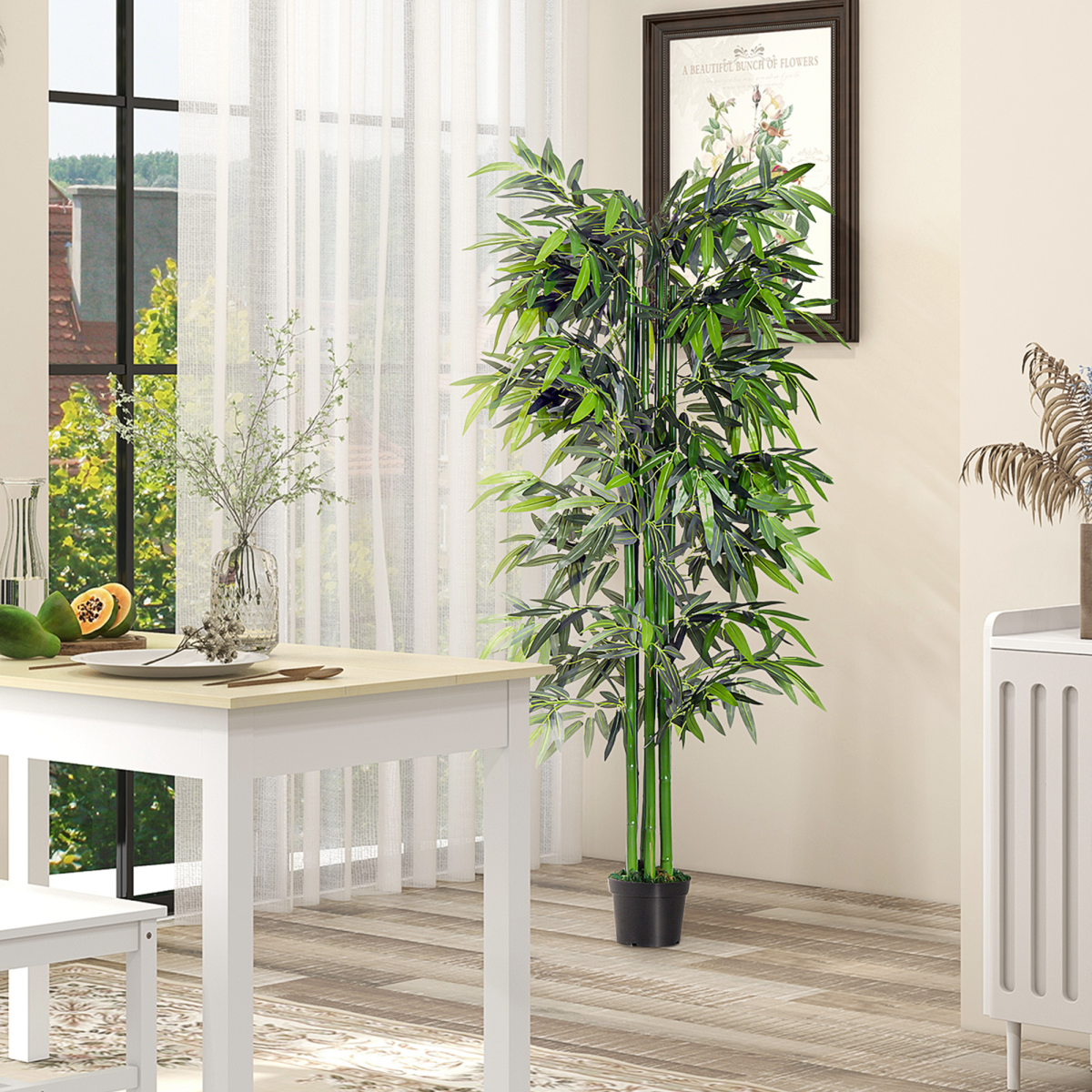 Outsunny Artificial Bamboo Tree, 1.8m – Green Bamboo, Black Pot