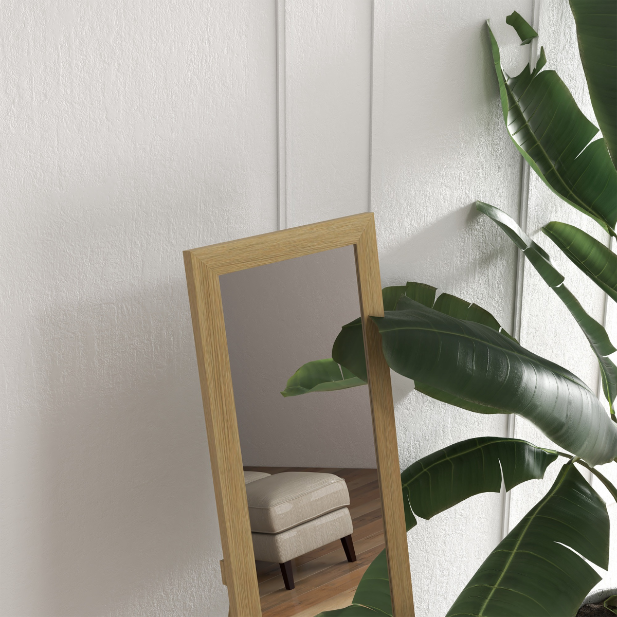 HOMCOM Farmhouse Full Length Mirror – Wall Hanging or Freestanding Dressing Mirror, Wood Effect Frame