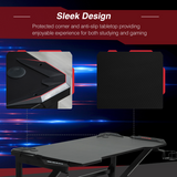 HOMCOM Gaming Desk with Steel K-Frame, Cup Holder, Headphone Hook and Cable Management – 120cm Racing PC Desk