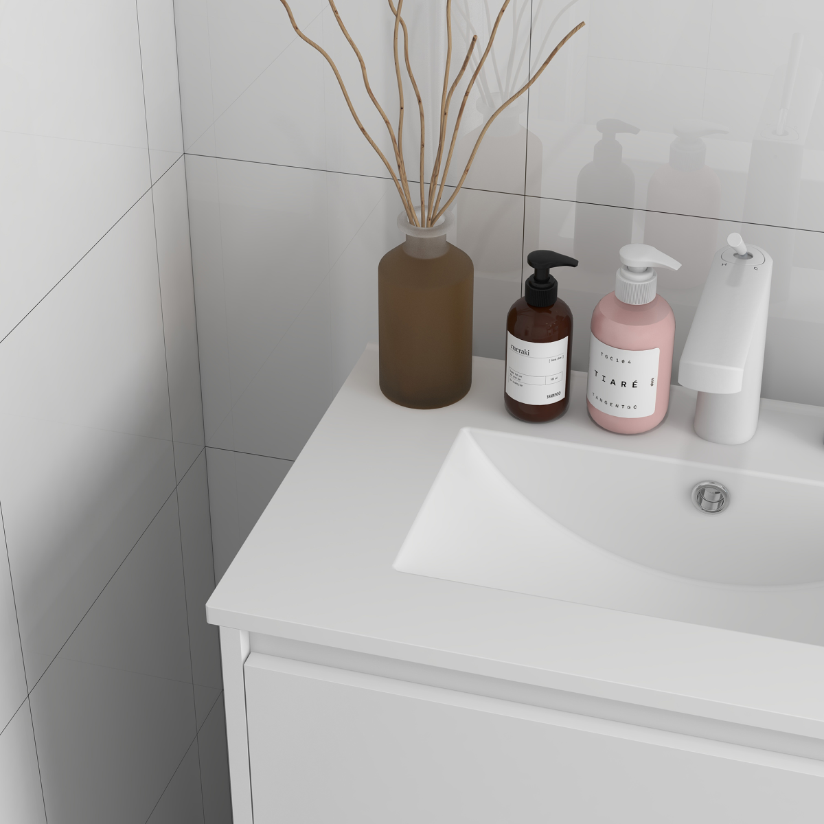 kleankin 600mm Bathroom Vanity Unit with Basin & 2 Drawers – Compact Cloakroom Storage, Gloss White