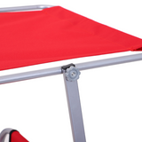 Outsunny Folding Sun Lounger with Sunshade and 4-Level Adjustable Back – Portable Recliner for Camping, Red