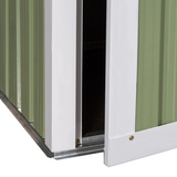 Outsunny Garden Storage Shed with Sloped Roof & Lockable Door, 142 x 84 x 189cm – Tool & Bike Store, Green