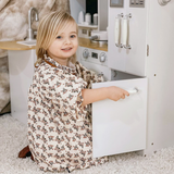 HOMCOM Large Kids Kitchen Playset with Fridge, Microwave and Sink – Role Play Toy Kitchen, White