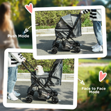 Pawhut Foldable Dog Pet Stroller with Reversible Handle, Canopy and Storage Basket – Travel Carriage, Grey