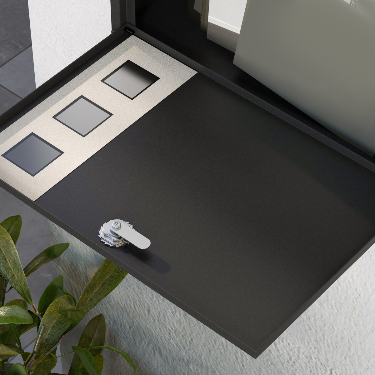 HOMCOM Wall Mounted Lockable Letterbox with Three Windows and Two Keys – Easy Install Mailbox