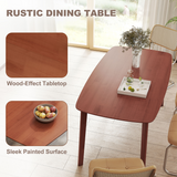 HOMCOM 150cm Rectangular Dining Table with Solid Wood Frame – Country Style Table for Six, Light Brown
