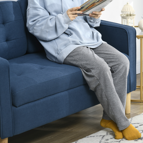 HOMCOM Blue Loveseat Sofa cushion padding detail