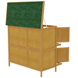 PawHut Double Decker Wooden Rabbit Hutch with Ramp, Trays and Asphalt Roof – Outdoor Bunny Cage, Yellow