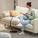 HOMCOM C-Shaped Side Table with Marble-Effect Top – Round Sofa & Bedside Table, White
