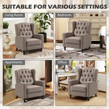 HOMCOM Marble-Effect Manual Reclining Armchair with Footrest & Decorative Studs – Living Room Recliner, Brown