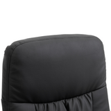 Reclining 360° Swivel Armchair & Ottoman Set in Black PU Leather – Relaxation Chair with Footstool