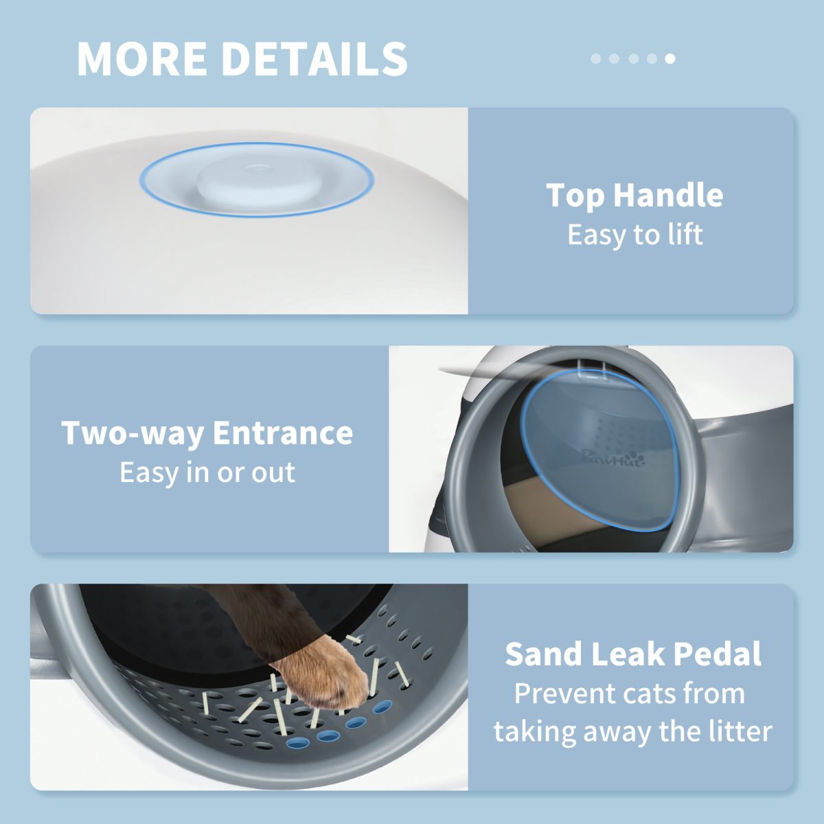 PawHut Hooded Cat Litter Tray with Lid, High Sides & Scoop – Foldable Portable Litter Box with Deodoriser