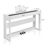 Glarry GDP-104 88 Key Weighted Digital Piano with Stand & Triple Pedals – Headphones Included, White