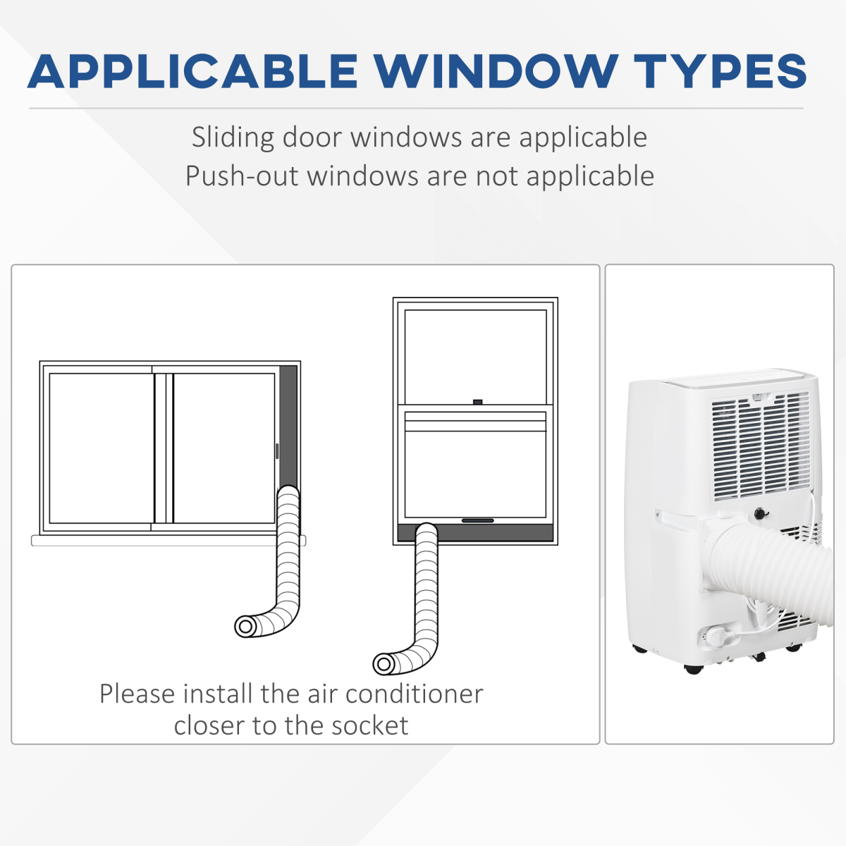 HOMCOM 12,000 BTU Portable Air Conditioner with Remote & 24H Timer – Cools Rooms up to 25m²