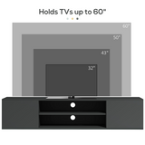 HOMCOM Wall-Mounted Floating TV Unit with Shelves & Cupboards for TVs up to 60", Grey High Gloss