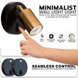 LEDSone Rotatable GU10 Spotlight Wall Light with On-Off Switch – Adjustable Metal Wall Lamp, Yellow Brass