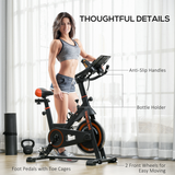 HOMCOM Exercise Bike with 8kg Flywheel, Adjustable Height & Resistance, Monitor – Home Cardio Cycle, Black