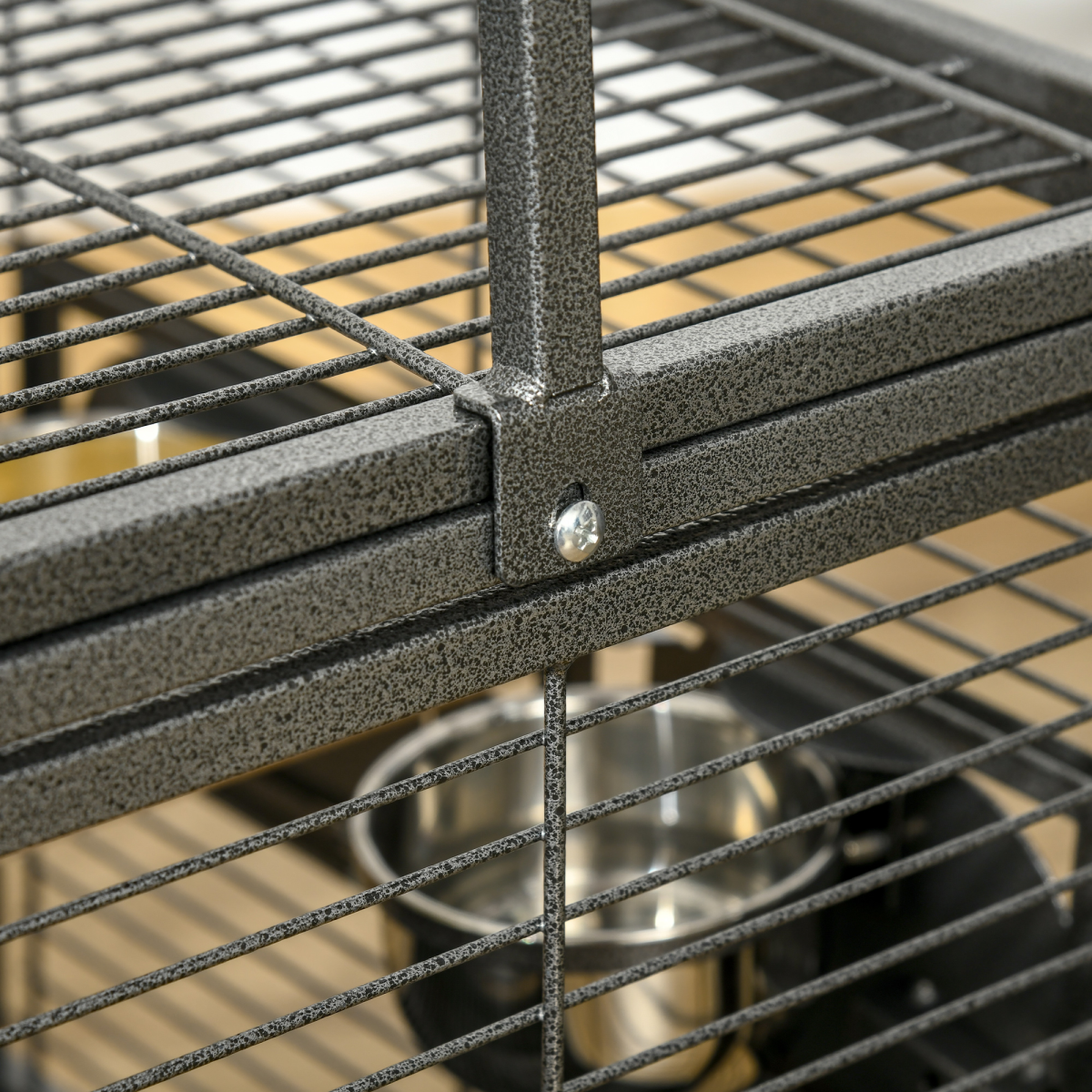 PawHut Parrot Cage Bird Carrier with Wooden Perch and Carry Handle – Steel Travel Cage, Black