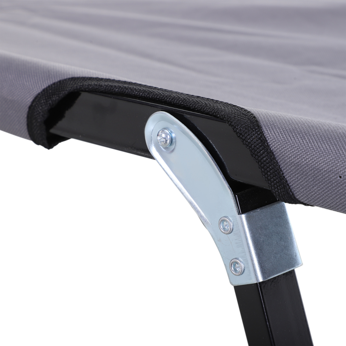 Outsunny Double Folding Camping Cot with Steel Frame & Carry Bag – Portable Two-Person Camp Bed, 136kg, Grey