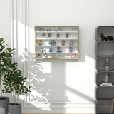 HOMCOM 5-Tier Wall Display Cabinet with Adjustable Shelves & Sliding Glass Doors – Space-Saving, Natural
