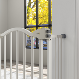 PawHut Adjustable Metal Pet Gate, 74–100cm Safety Barrier with Auto-Close Door – Dog Stair Gate, White