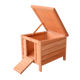 Pawhut Wooden Rabbit Hutch with Drawbridge Ramp, Roof Hatch and Heart-Shaped Lock – Small Animal House
