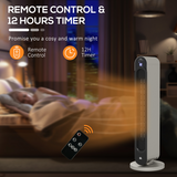 HOMCOM 2200W Ceramic Heater with Remote Control & 12-Hour Timer – Fast PTC Heating, Compact, Silver