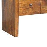 Artisan Furniture Solid Wood Darcy 3 over 3 Drawer Chest with Curved Silhouette – Brass Knobs, Chestnut Brown