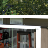 Outsunny 9 x 4ft Metal Garden Storage Shed with Lockable Sliding Double Doors & Vents – Light Grey Wood Grain
